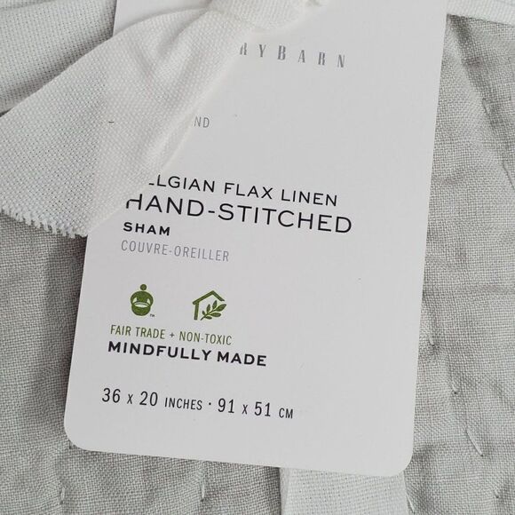 NEW Pottery Barn Belgian Flax Linen King Pillow Sham Soft Gray Hand Stitched - Picture 2 of 4